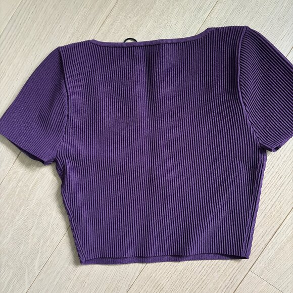 Babaton Sculpt Knit Squareneck Top in Dewberry - Picture 3 of 4